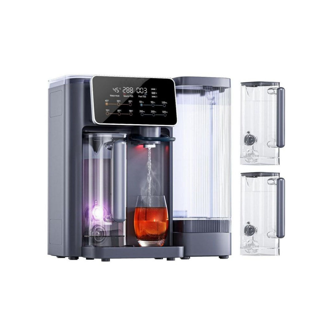 Distributeur d'eau chaude en verre trempe 1200 w 1.5 l bleu