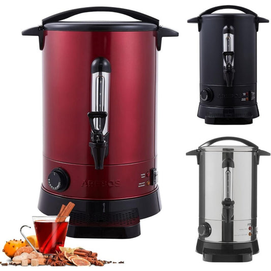 Distributeur d'eau chaude 1500 w en verre trempe 0.8 l rouge